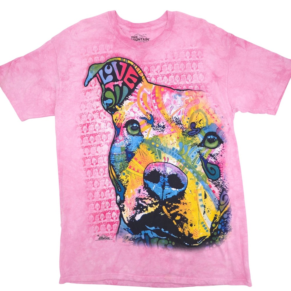 The Mountain Dean Russo Pit Bull Love Graphic T-Shirt Pink Tie Dye Large 2015